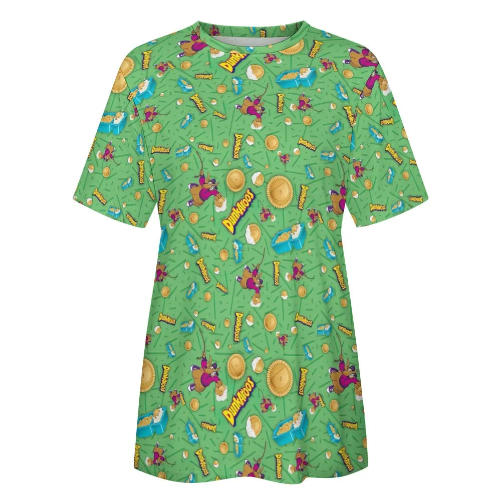 Dunkaroos Green Pattern Women's 100% Cotton T-Shirt