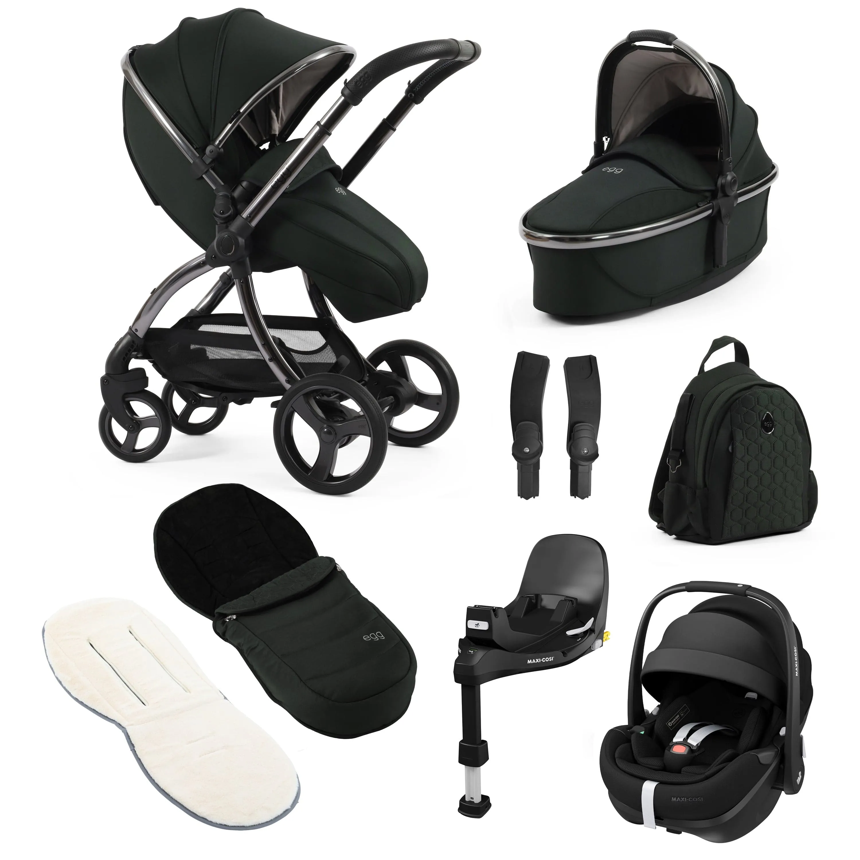 egg3 Luxury Maxi-Cosi Travel System Bundle - Black Olive
