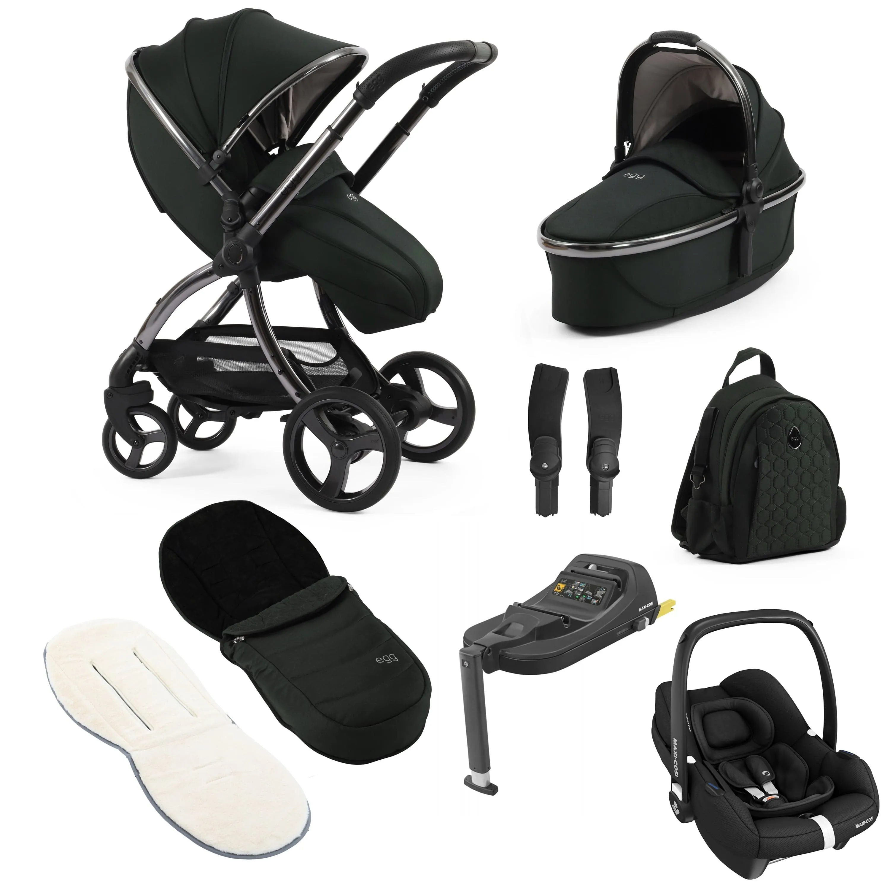 egg3 Luxury Maxi-Cosi Travel System Bundle - Black Olive