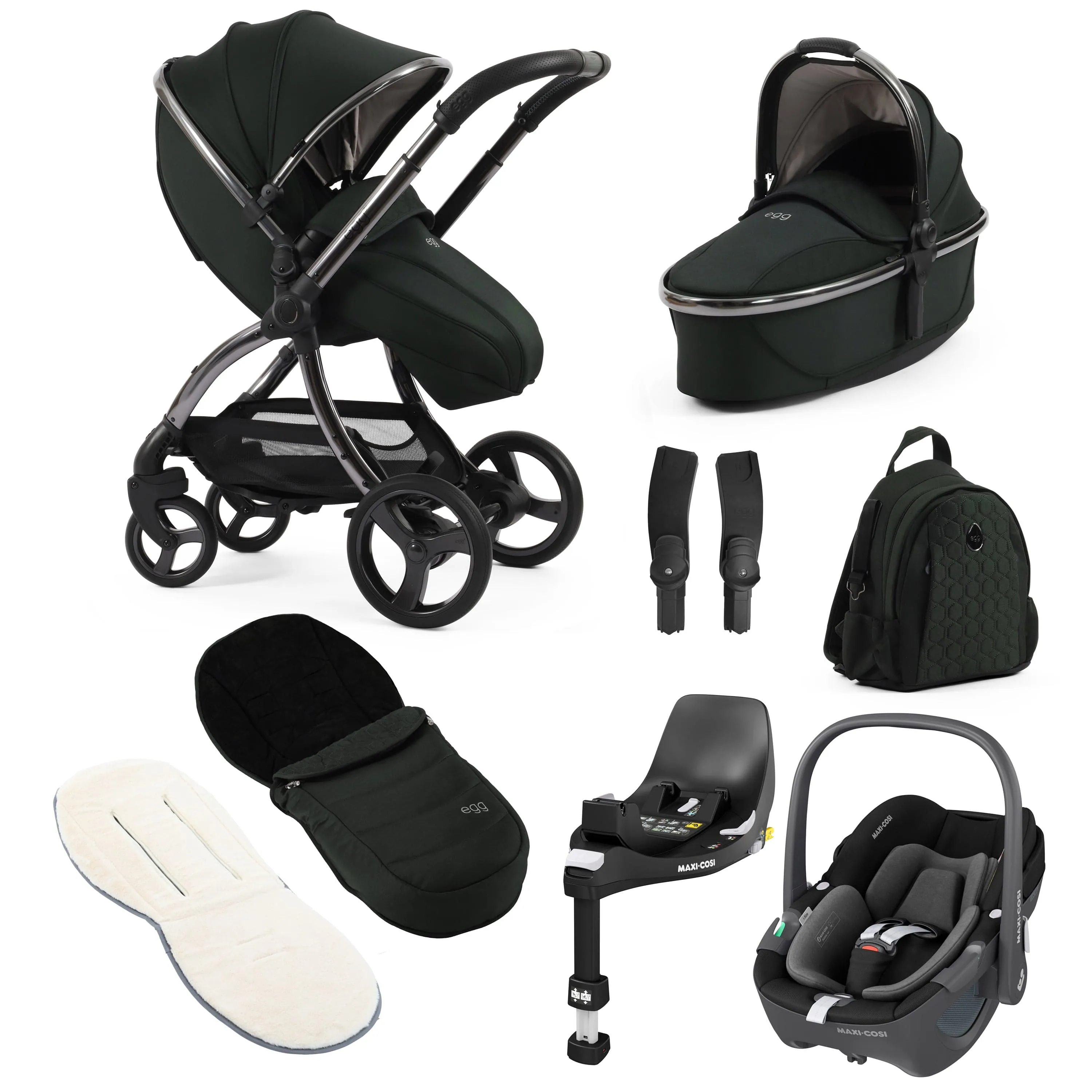 egg3 Luxury Maxi-Cosi Travel System Bundle - Black Olive