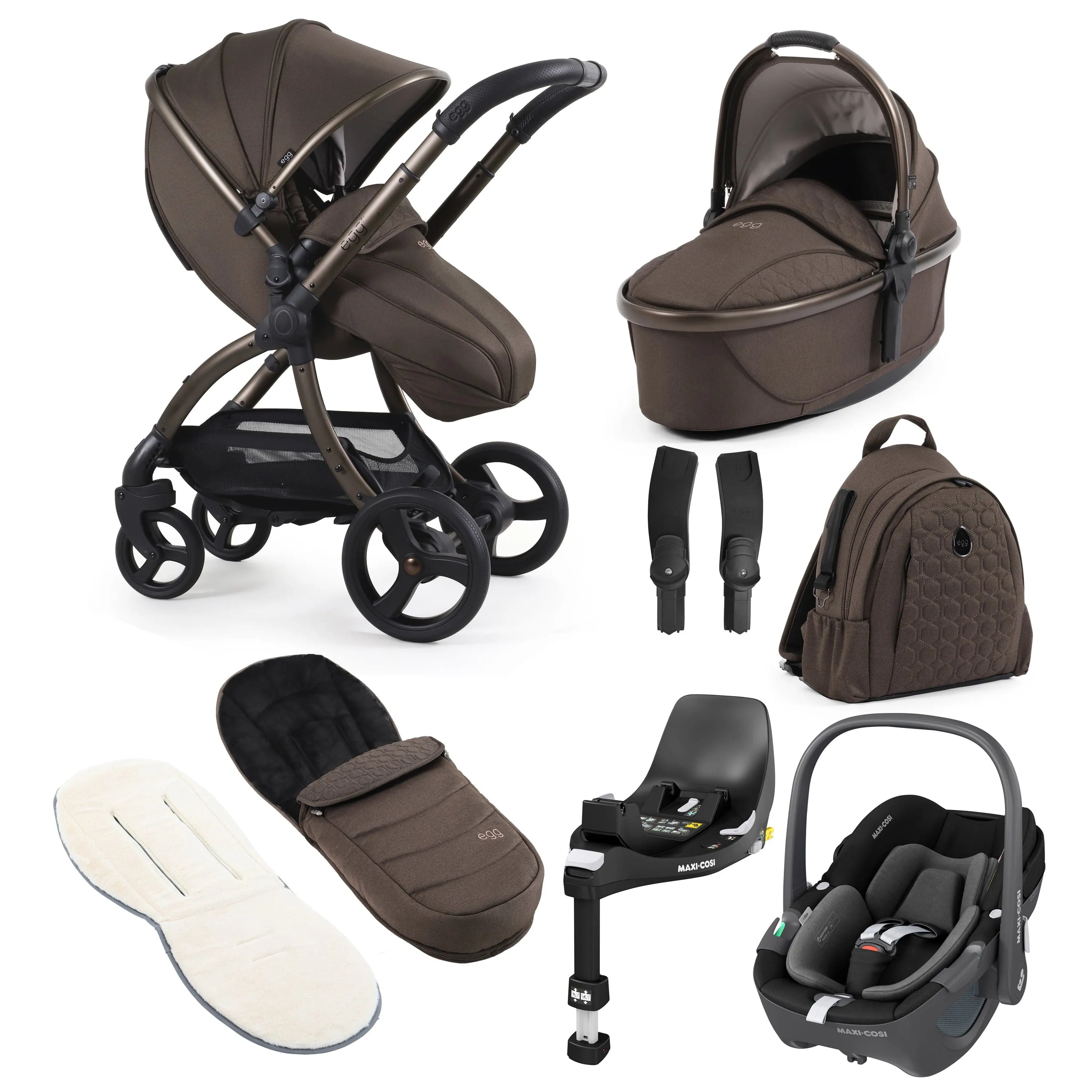 egg3 Luxury Maxi-Cosi Travel System Bundle - Chocolate Velvet