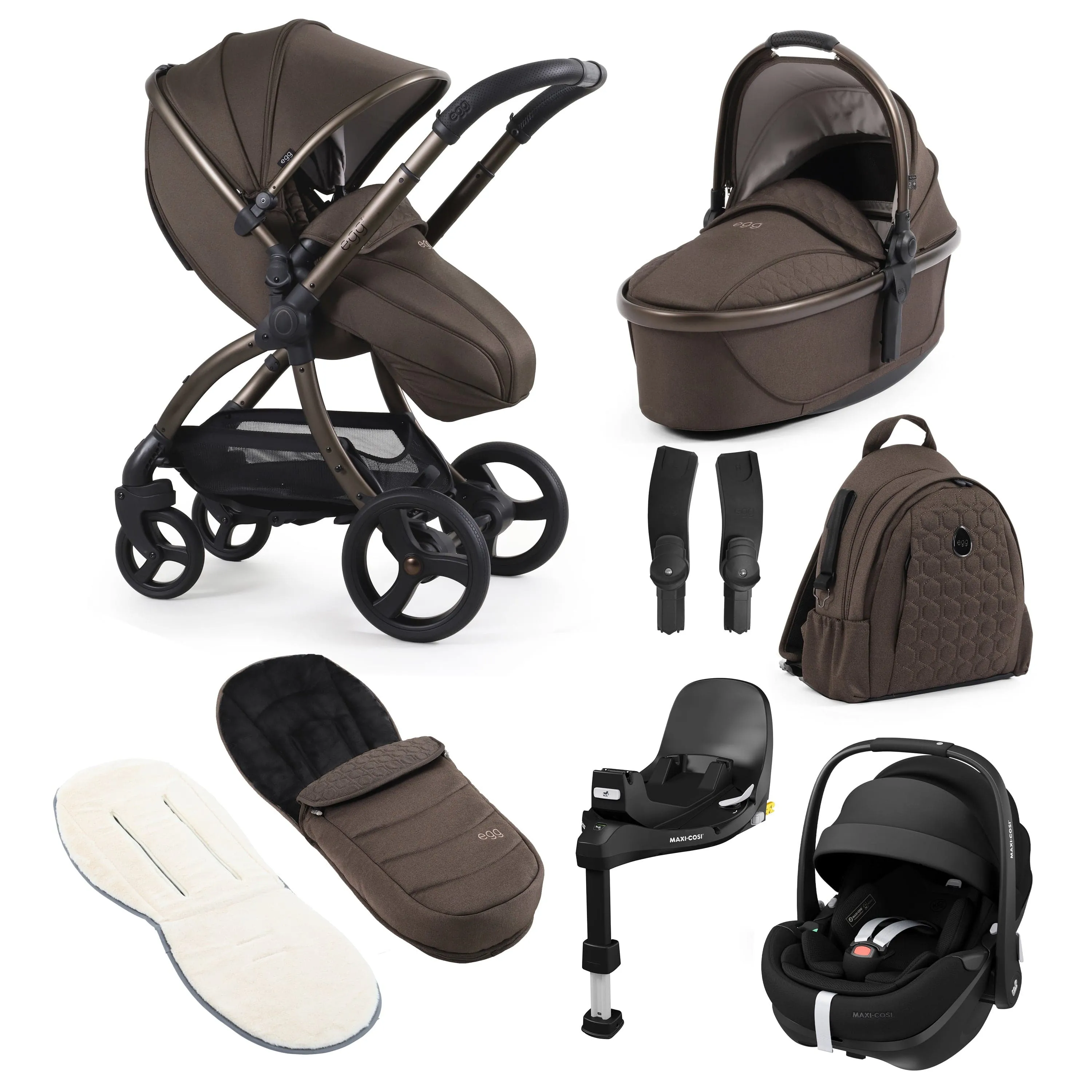 egg3 Luxury Maxi-Cosi Travel System Bundle - Chocolate Velvet
