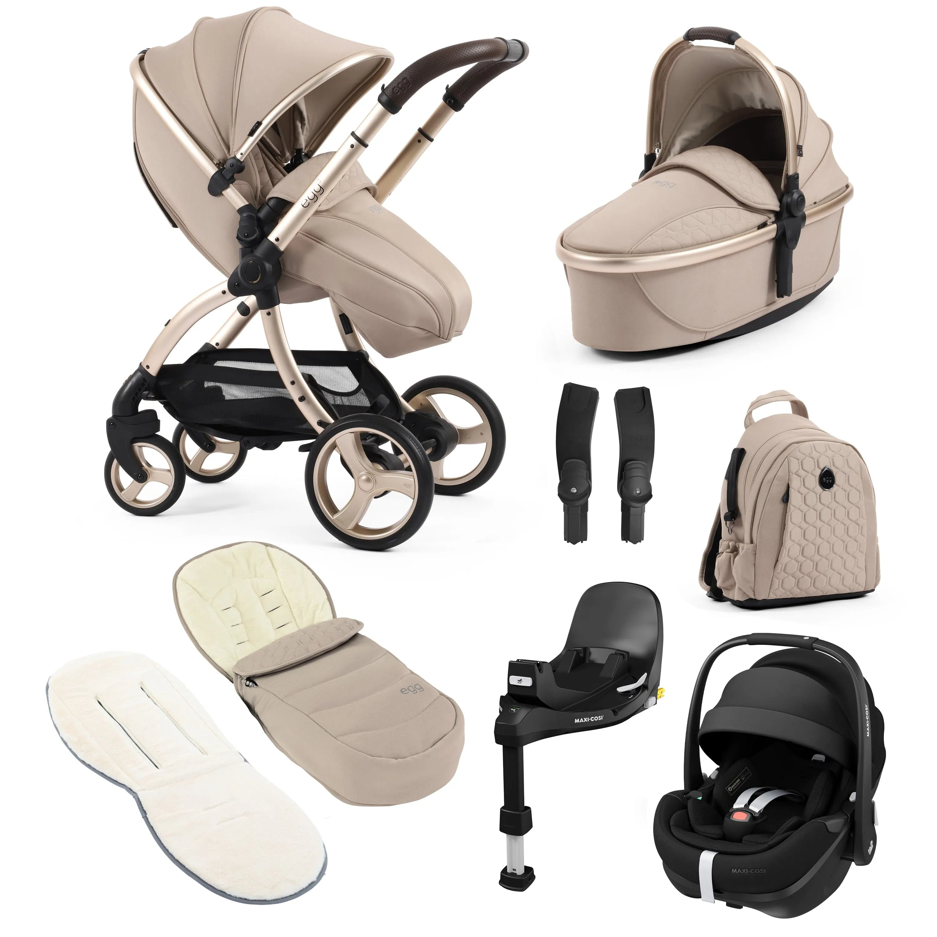 egg3 Luxury Maxi-Cosi Travel System Bundle - Feather