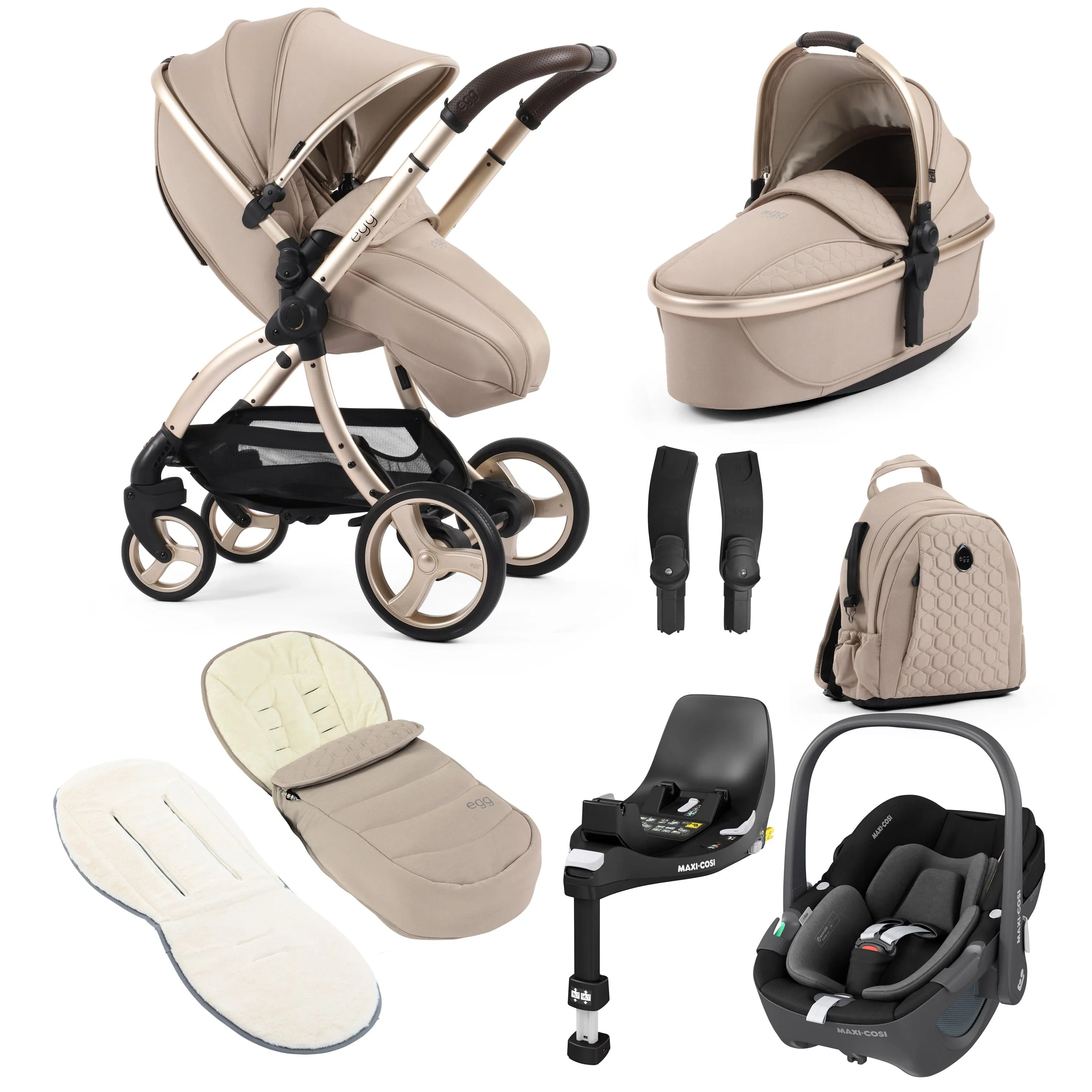 egg3 Luxury Maxi-Cosi Travel System Bundle - Feather