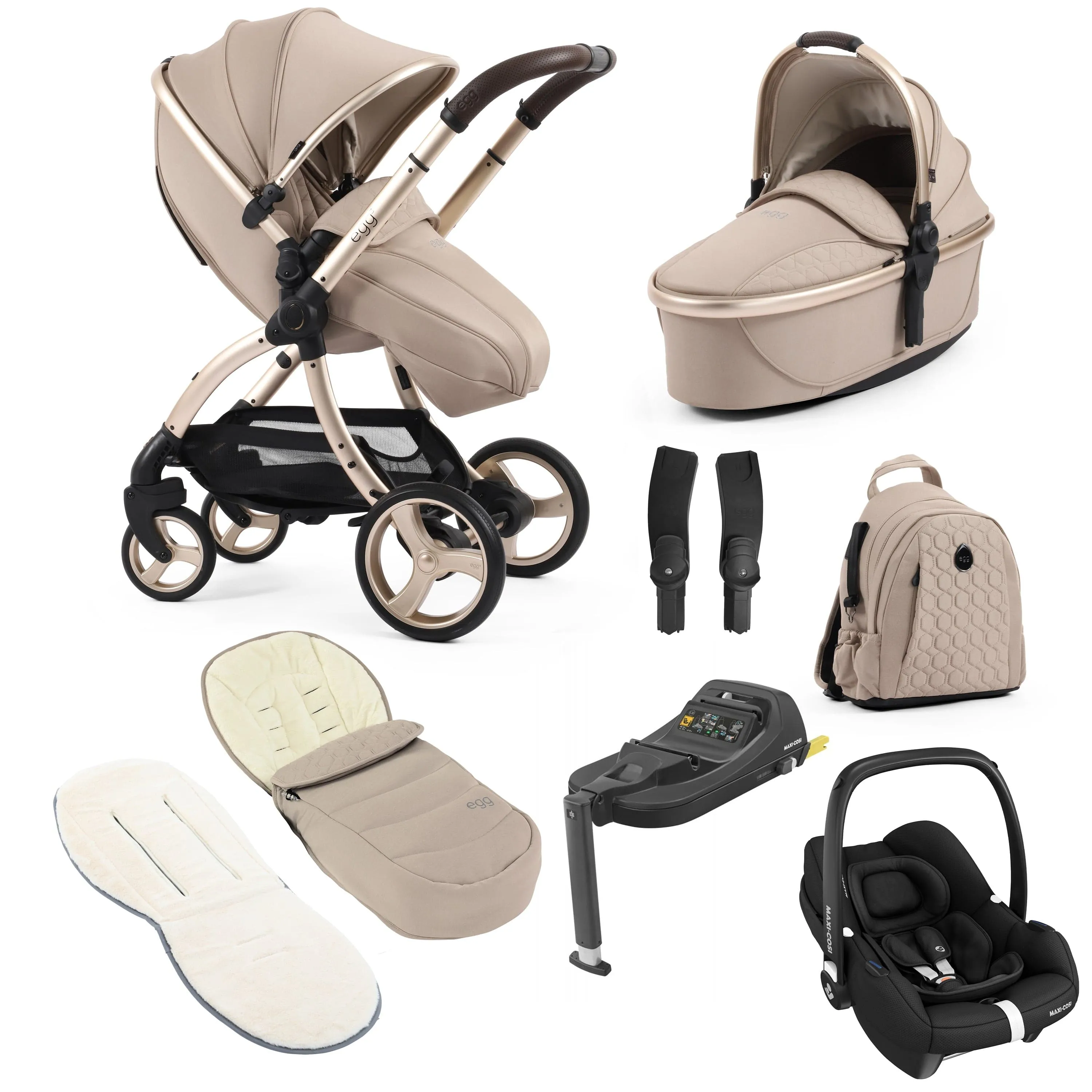 egg3 Luxury Maxi-Cosi Travel System Bundle - Feather