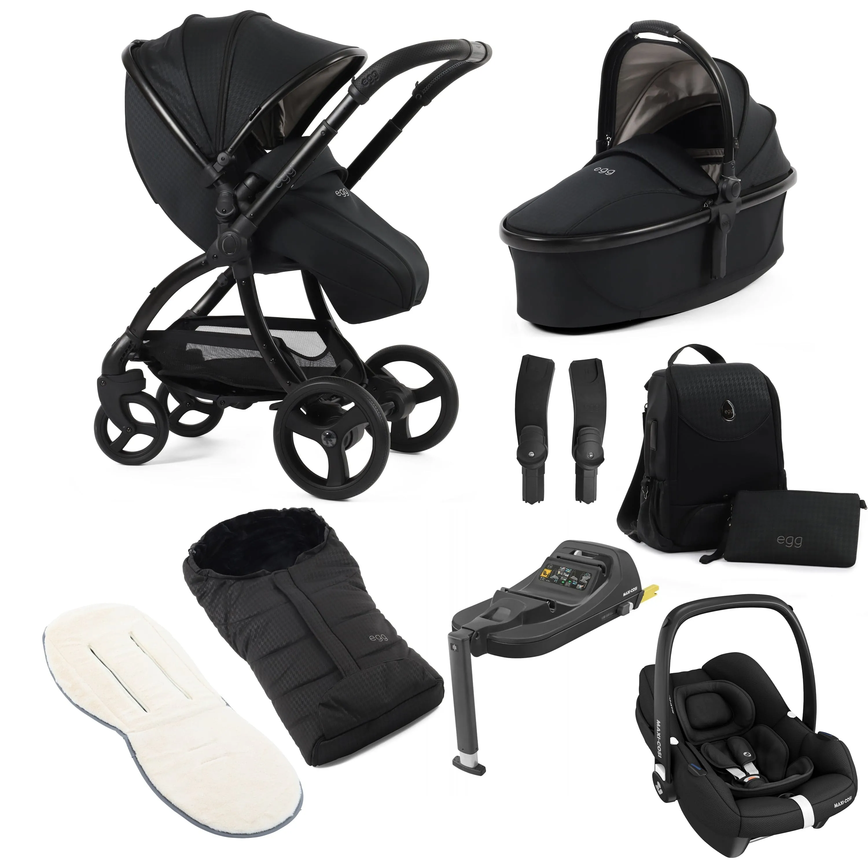 egg3 Luxury Maxi-Cosi Travel System Bundle - Houndstooth Black