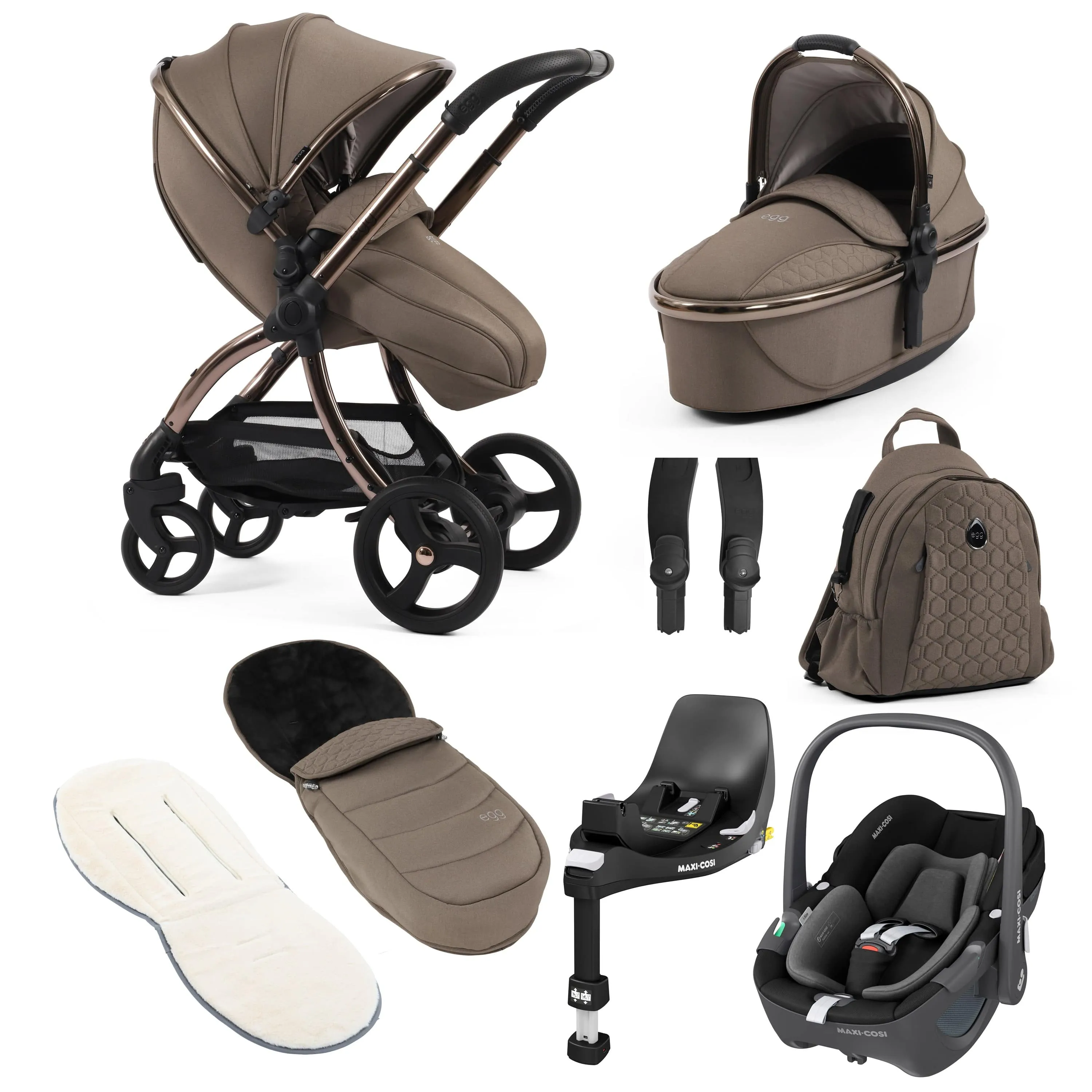 egg3 Luxury Maxi-Cosi Travel System Bundle - Mink