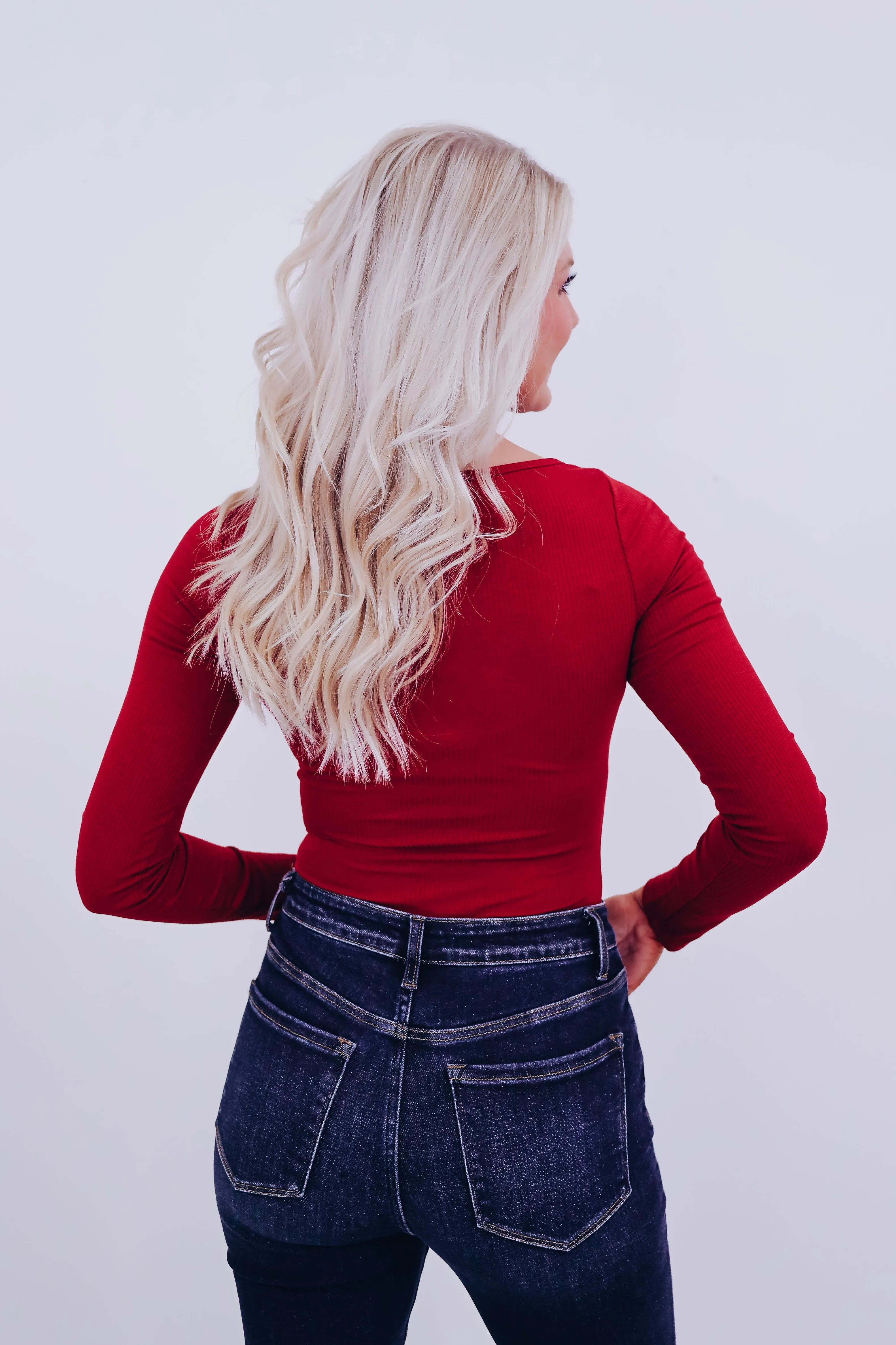 Eli Essential Ribbed Bodysuit - Burgundy