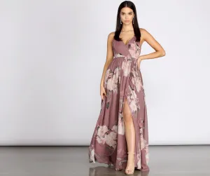 Elisa Floral Chiffon Charming Cross Back A-Line Dress