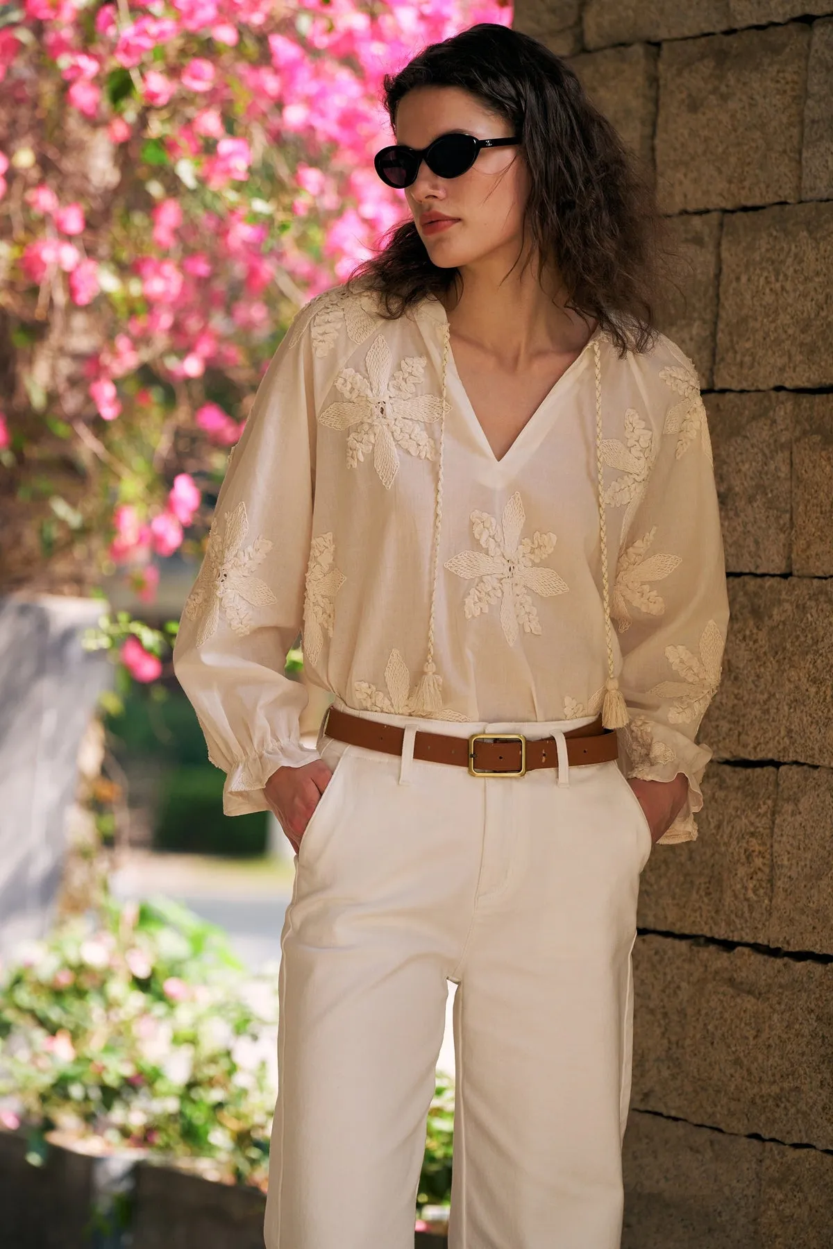 Embroidered Bloom Loose Blouse