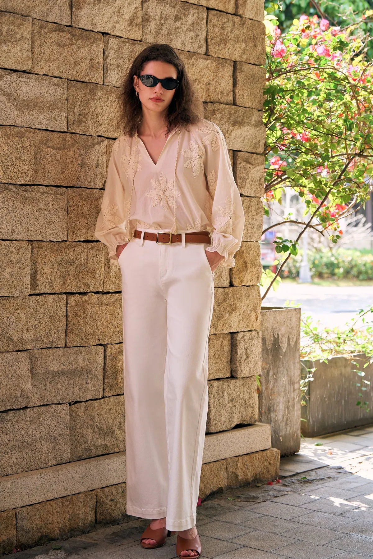 Embroidered Bloom Loose Blouse