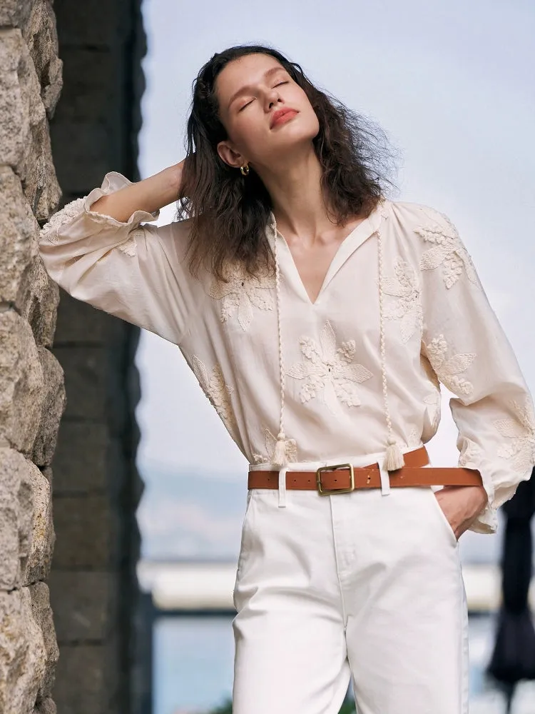 Embroidered Bloom Loose Blouse