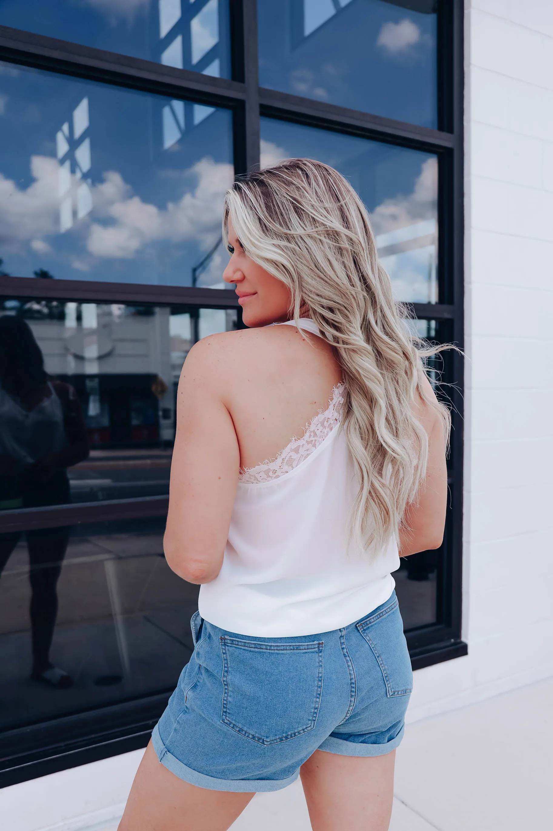 Evie Eyelash Lace Racer Back Top - Ivory