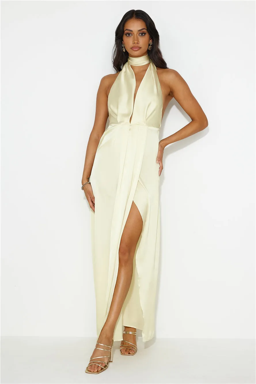 Exciting Event Satin Maxi Dress Yellow