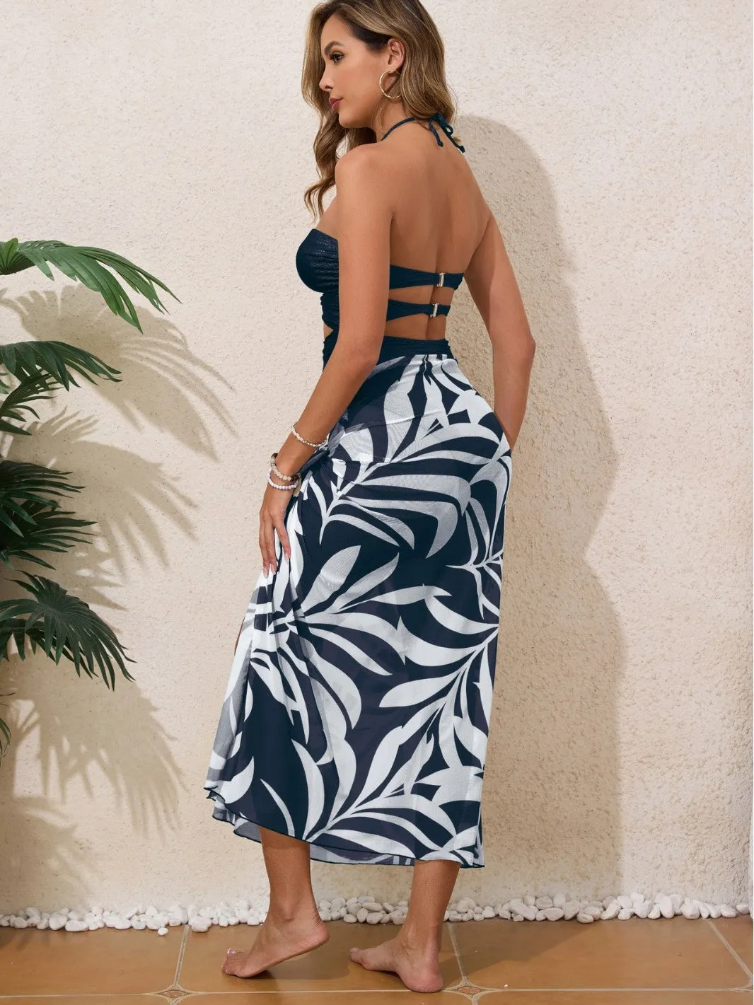 Exotic Cutout Bikini and Sarong Set for Ultimate Beach Glam