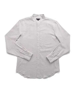 Flecked Band Collar Off-White  L/S Shirt