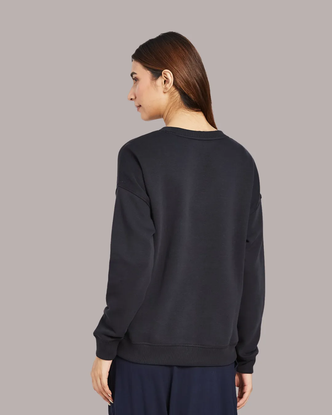 FLEECE LONG SLEEVE SWEATSHIRT - FLOWER PRINT