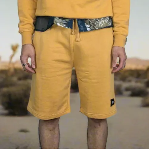 FLEECE LOUNGE SHORTS • MUSTARD