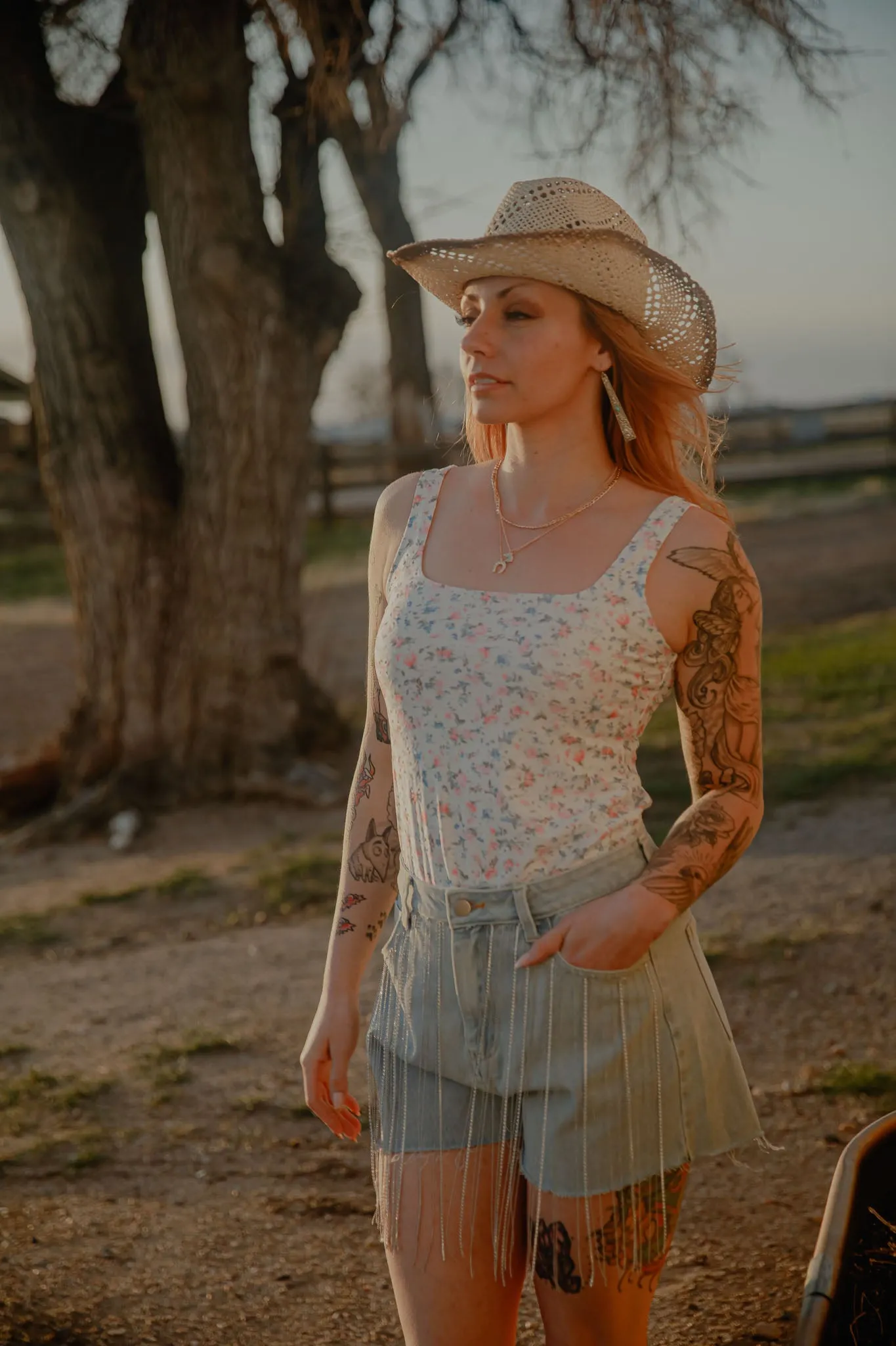 Floral Textured Square Neck Sleeveless Bodysuit
