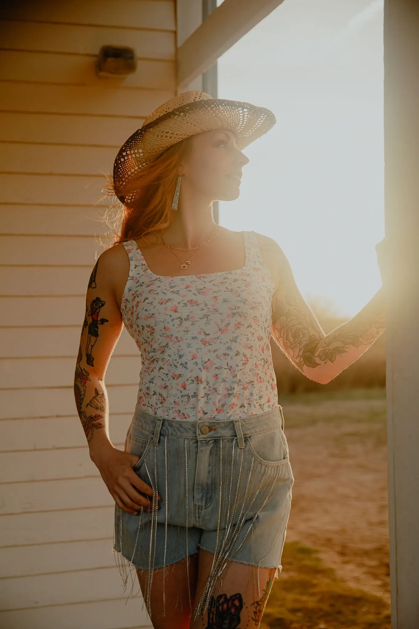 Floral Textured Square Neck Sleeveless Bodysuit