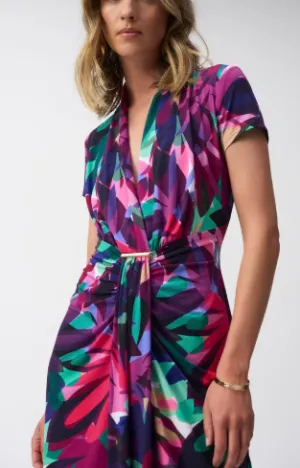 Floral V-neck Midi dress- Joseph Ribkoff