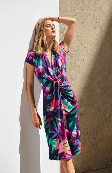 Floral V-neck Midi dress- Joseph Ribkoff