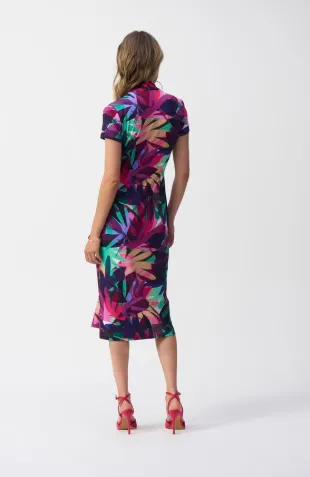 Floral V-neck Midi dress- Joseph Ribkoff