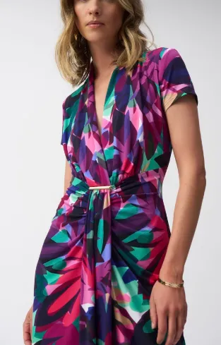 Floral V-neck Midi dress- Joseph Ribkoff