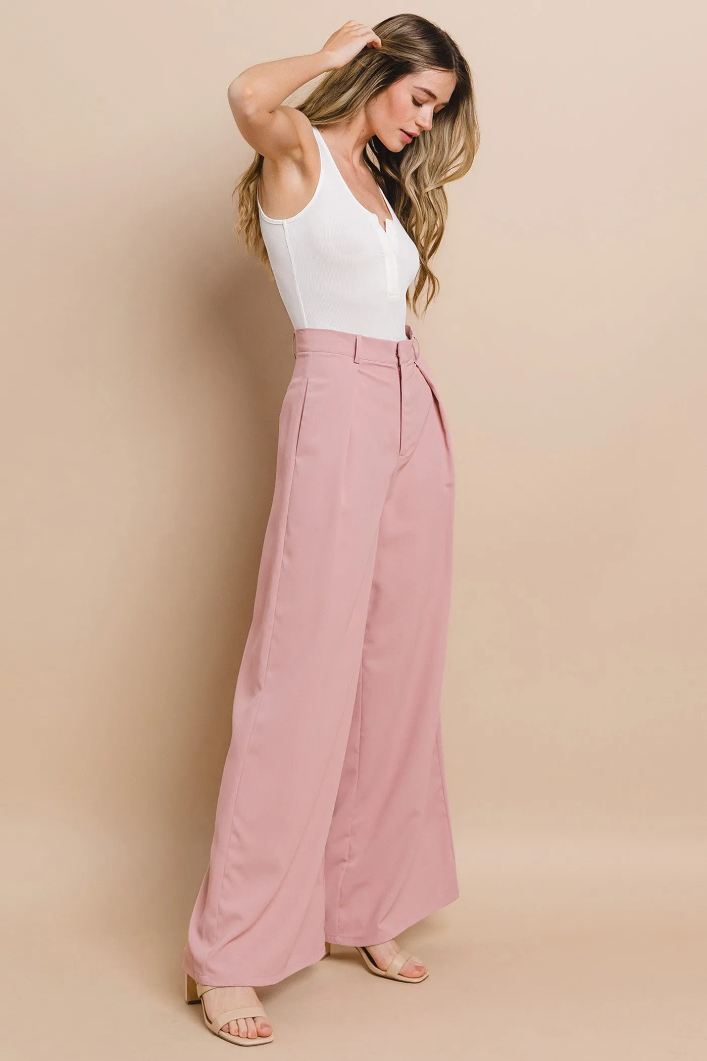FLOWY WIDE LEG LINEN TROUSER PANTS W2315PIB