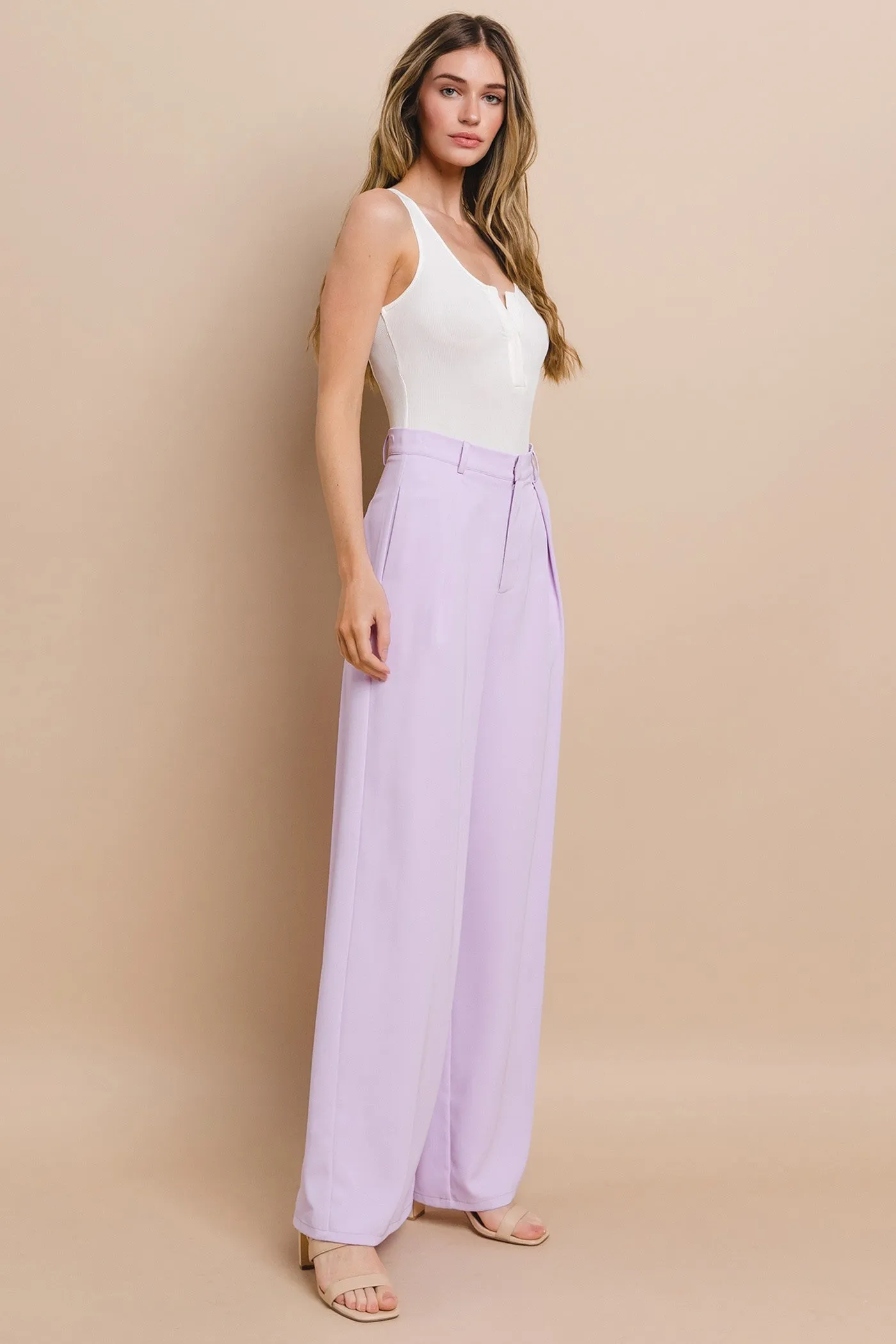 FLOWY WIDE LEG LINEN TROUSER PANTS W2315PIB