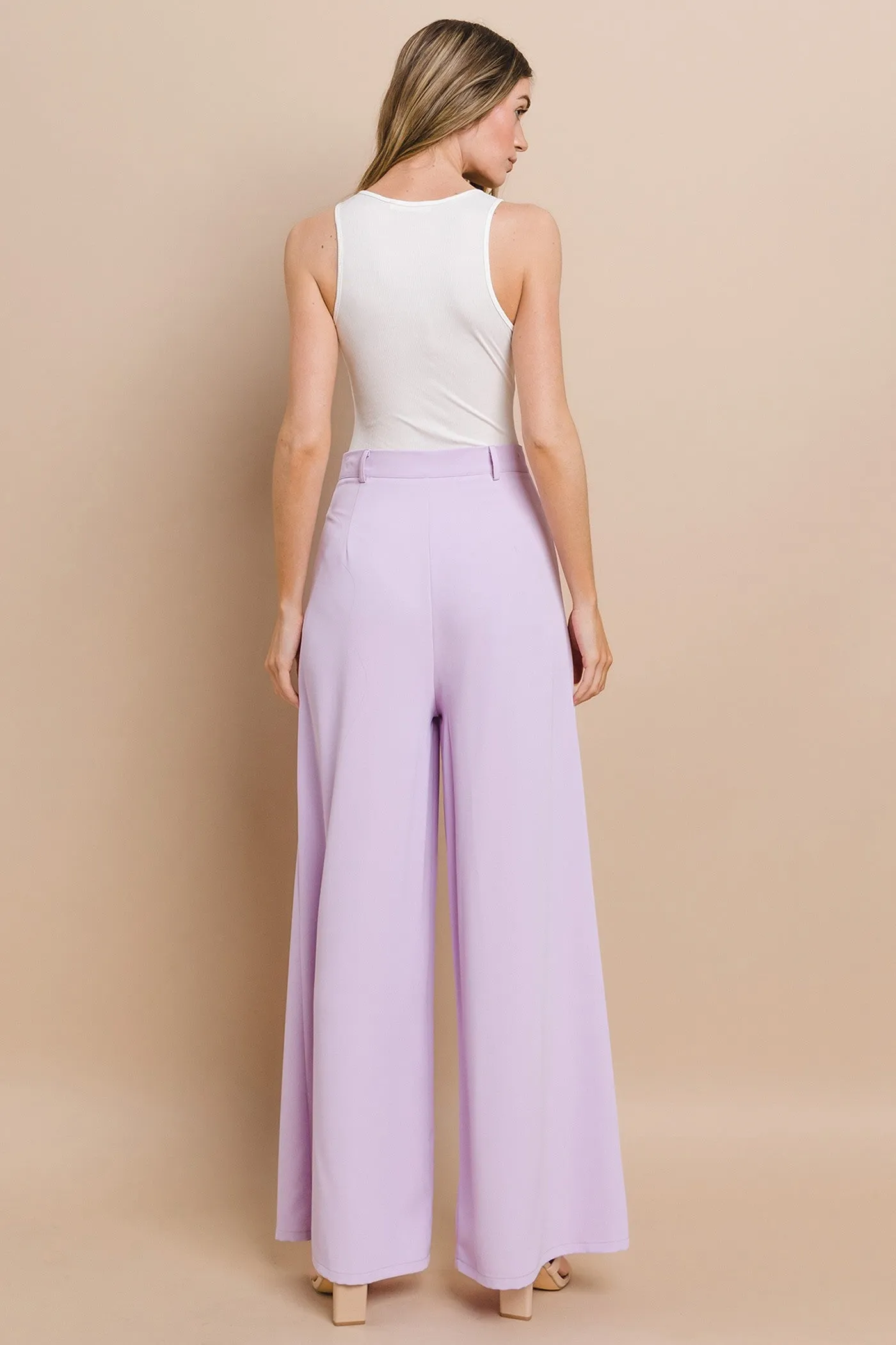 FLOWY WIDE LEG LINEN TROUSER PANTS W2315PIB