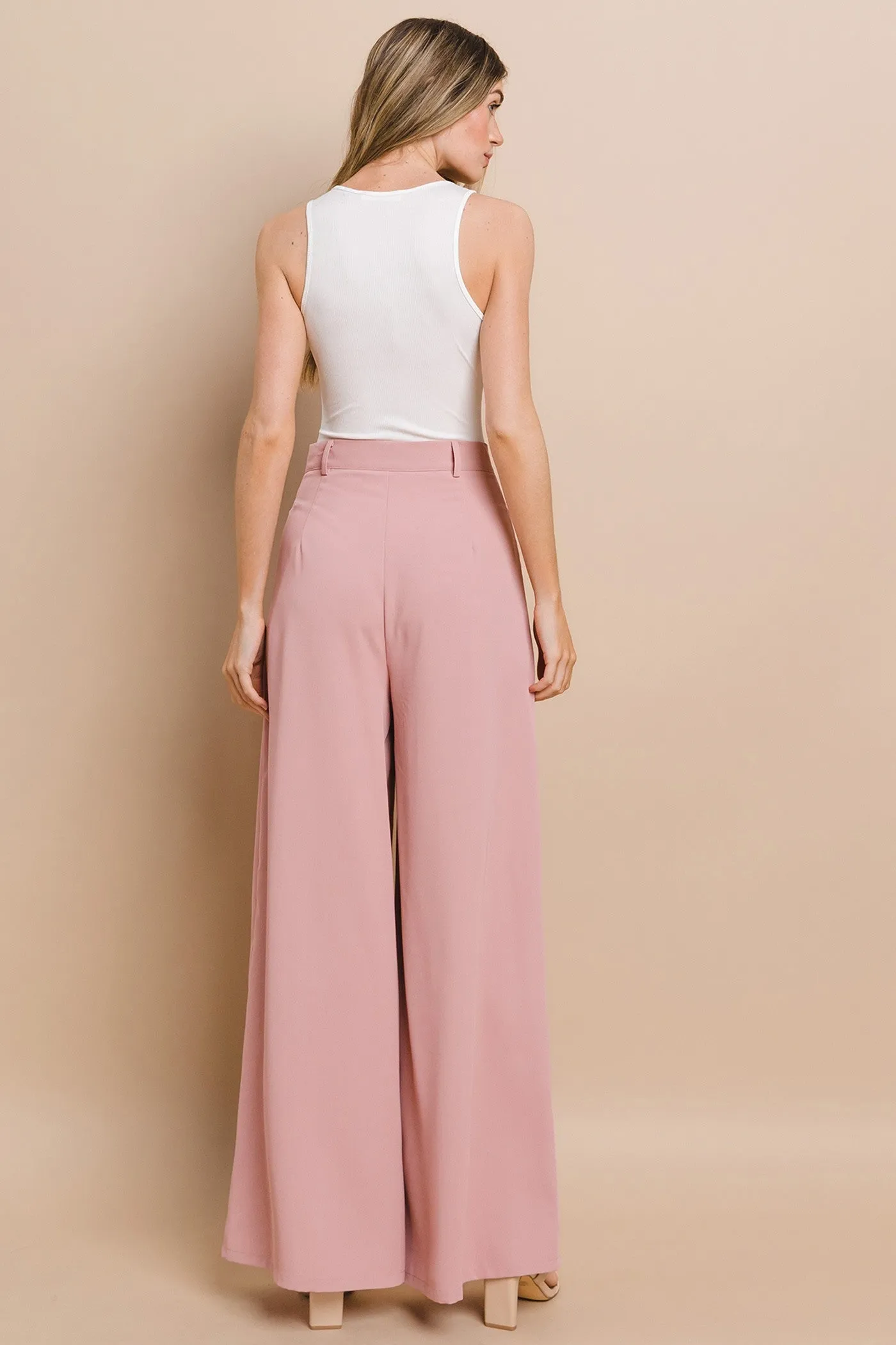 FLOWY WIDE LEG LINEN TROUSER PANTS W2315PIB