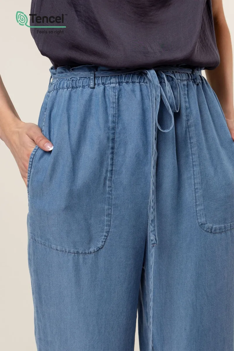 Frill Tie Waist Wide Leg Tencel™ Pants