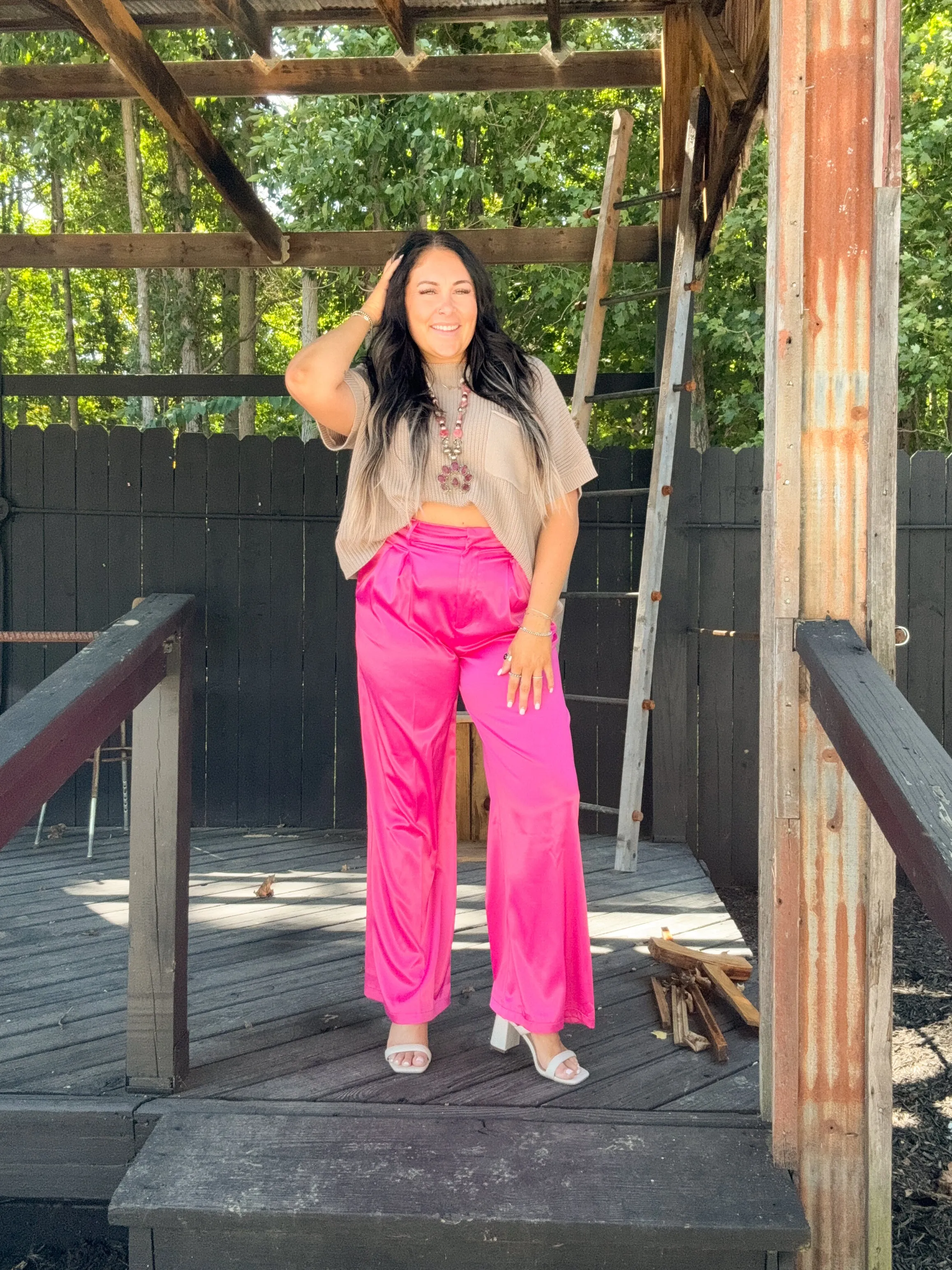 Fuchsia Satin Slack