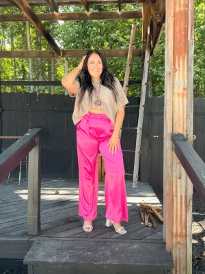 Fuchsia Satin Slack