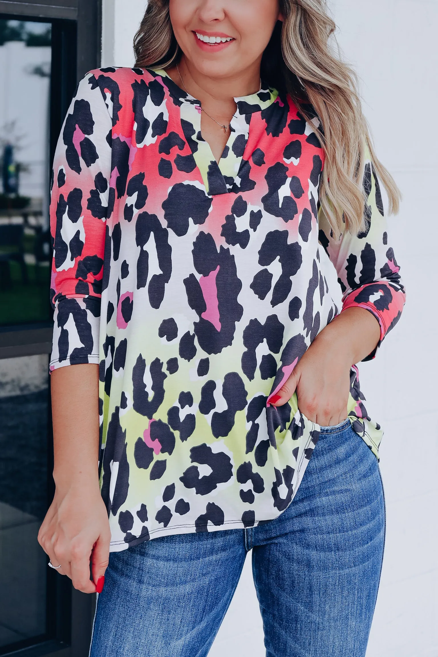 Gabi Leopard V-Neck Top