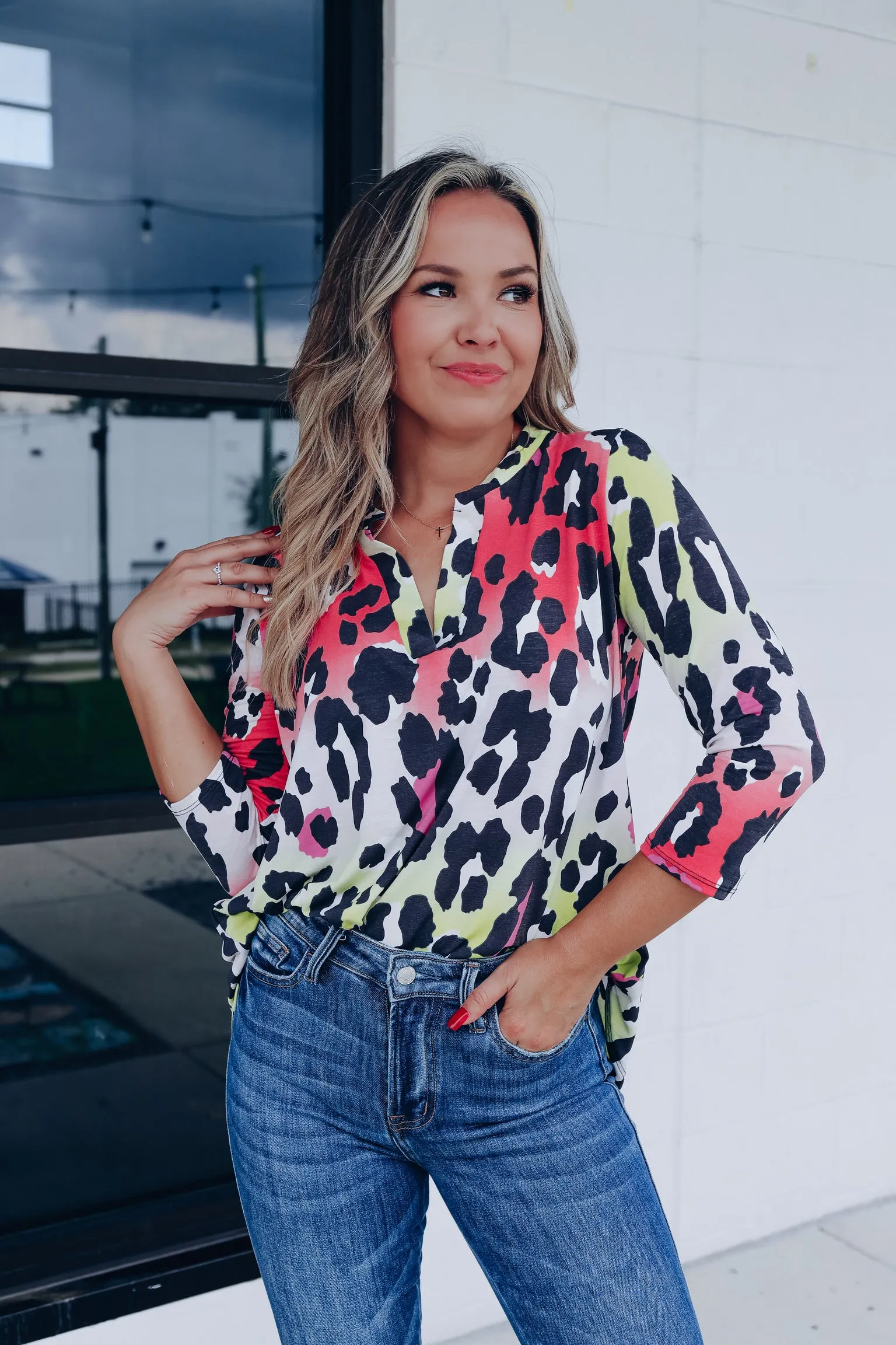 Gabi Leopard V-Neck Top