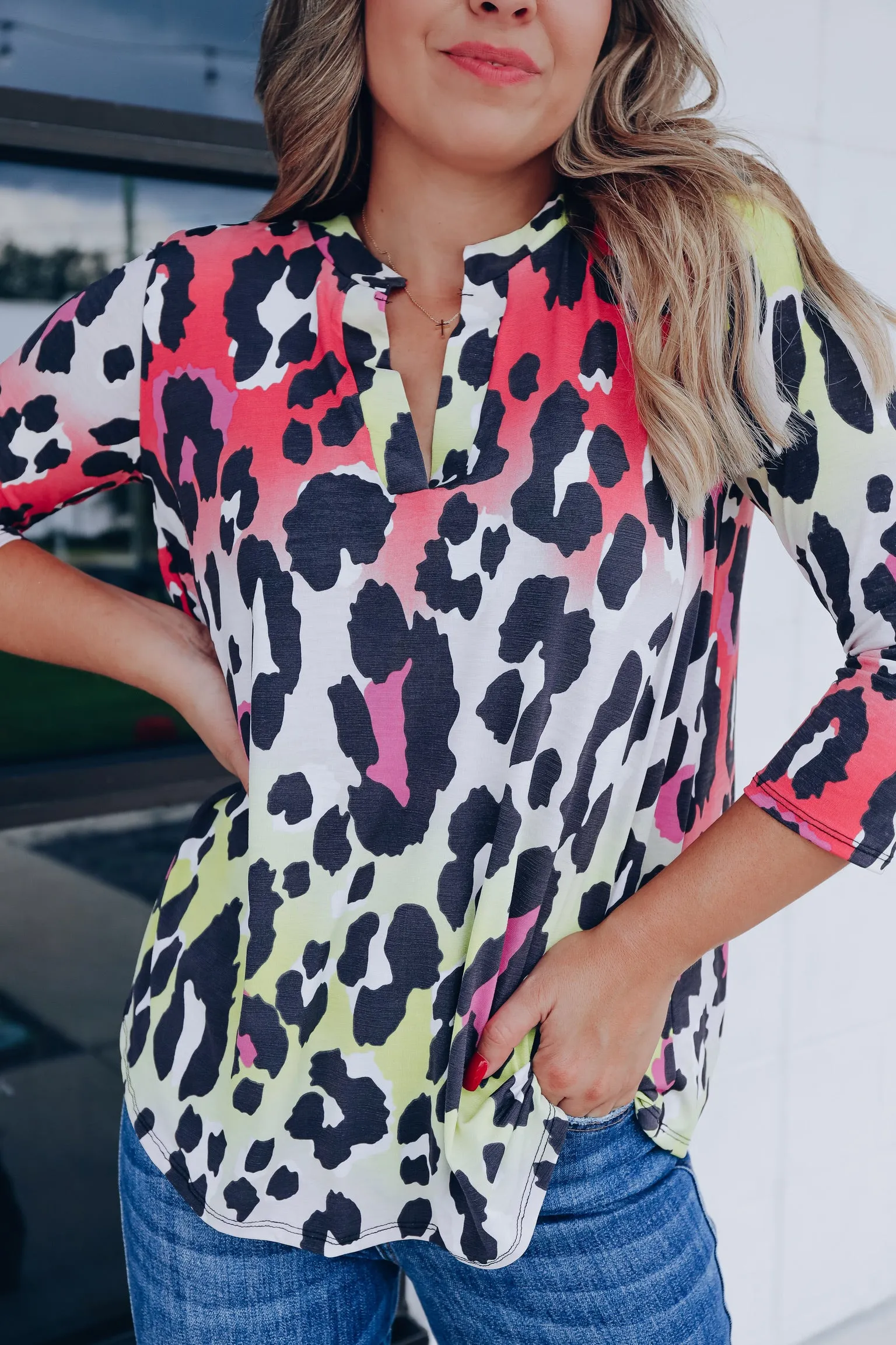 Gabi Leopard V-Neck Top