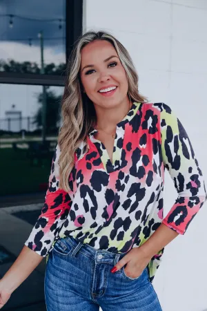 Gabi Leopard V-Neck Top