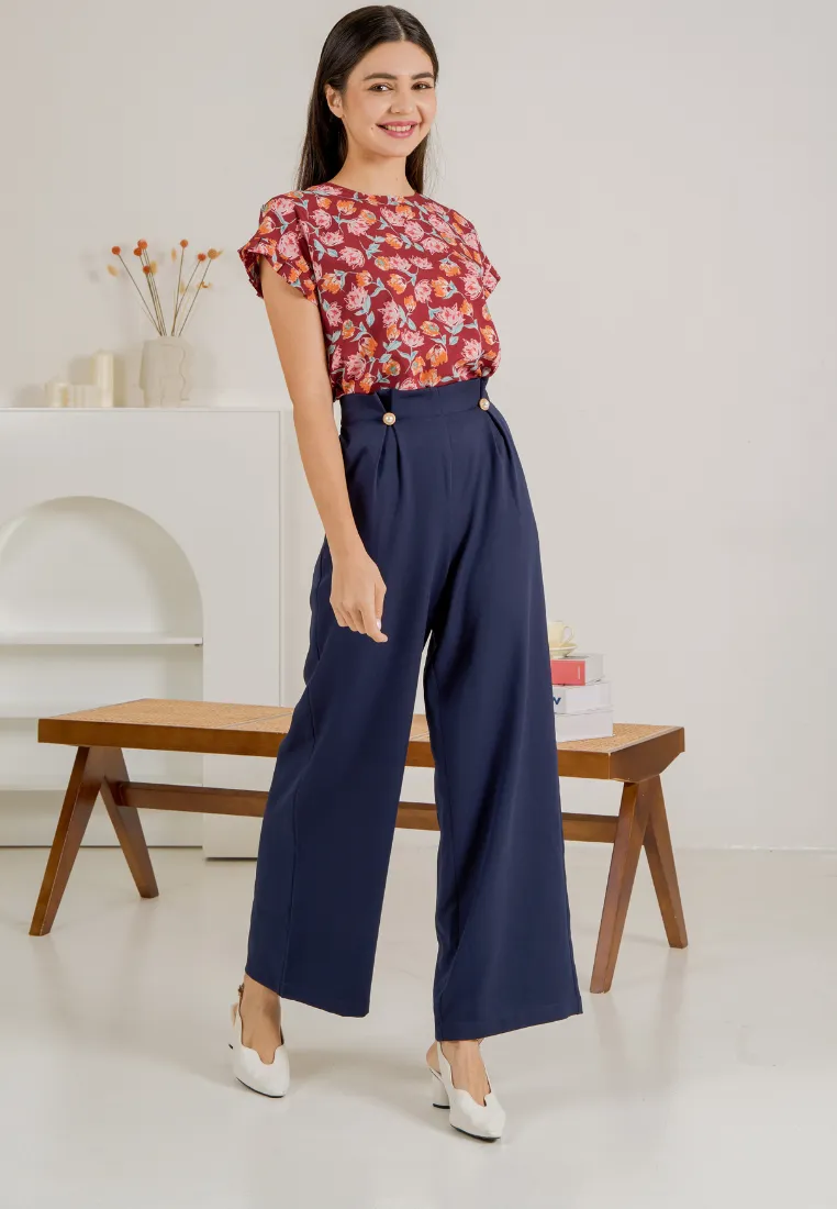 Galileo Pearl Embellished Wide Leg Pants
