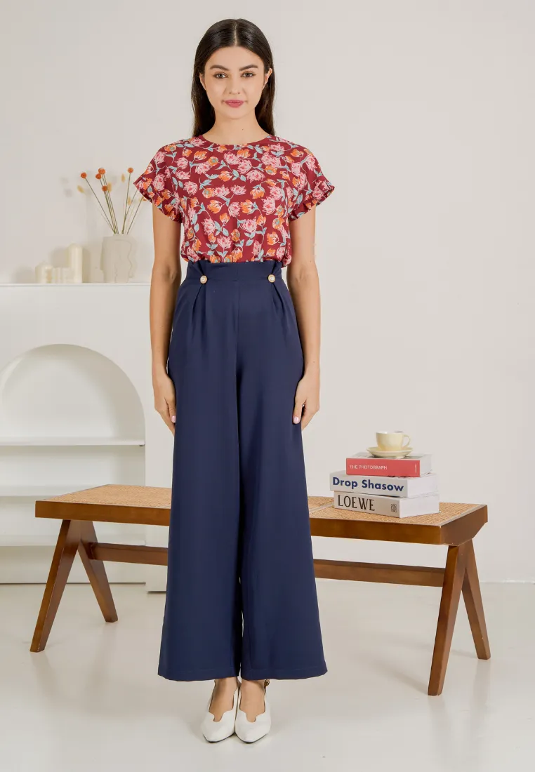 Galileo Pearl Embellished Wide Leg Pants