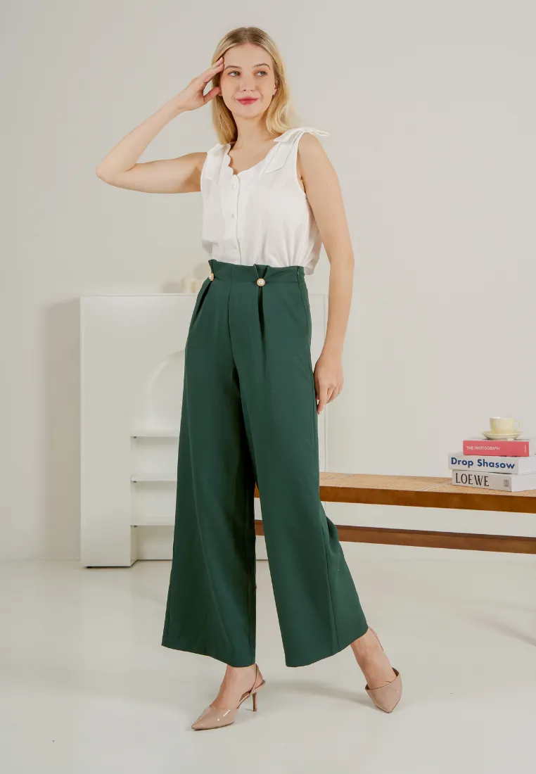 Galileo Pearl Embellished Wide Leg Pants