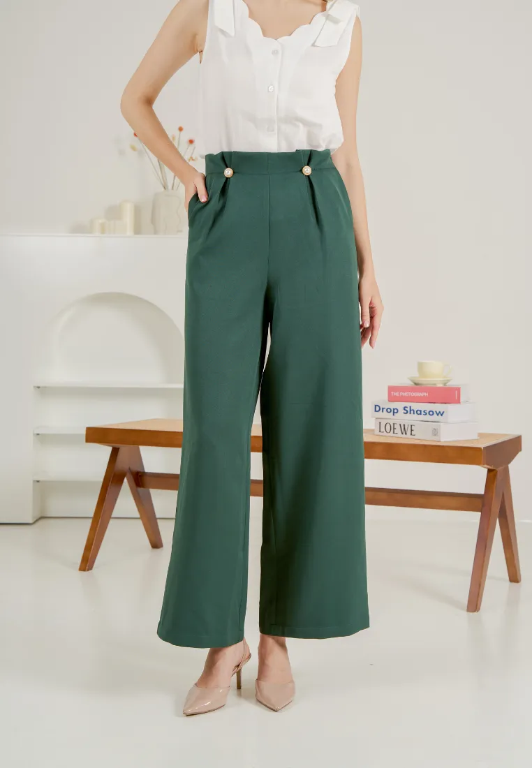 Galileo Pearl Embellished Wide Leg Pants