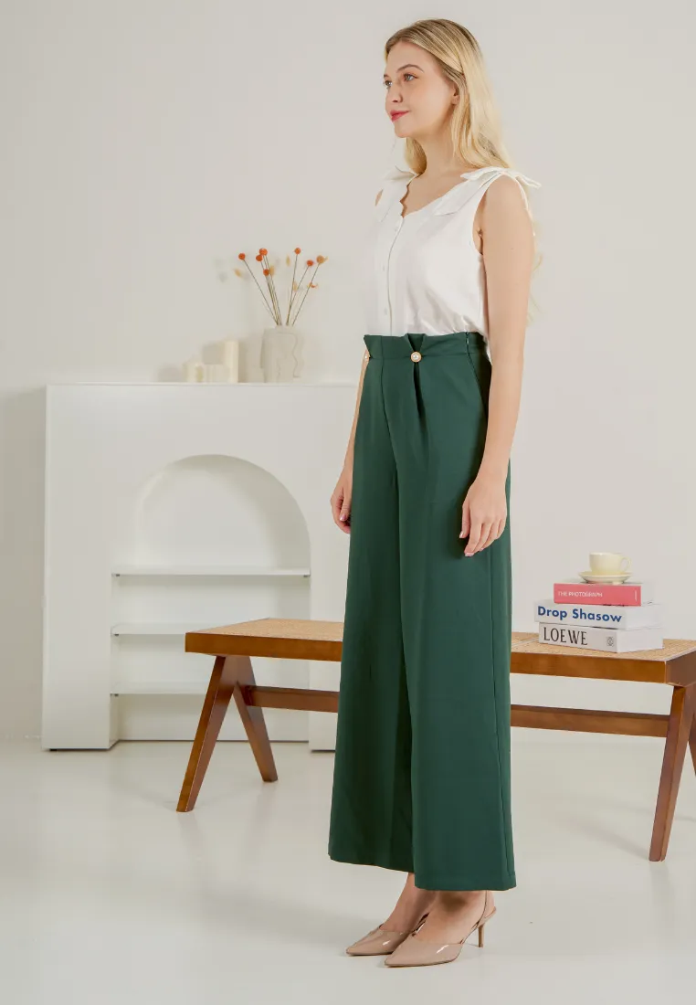 Galileo Pearl Embellished Wide Leg Pants