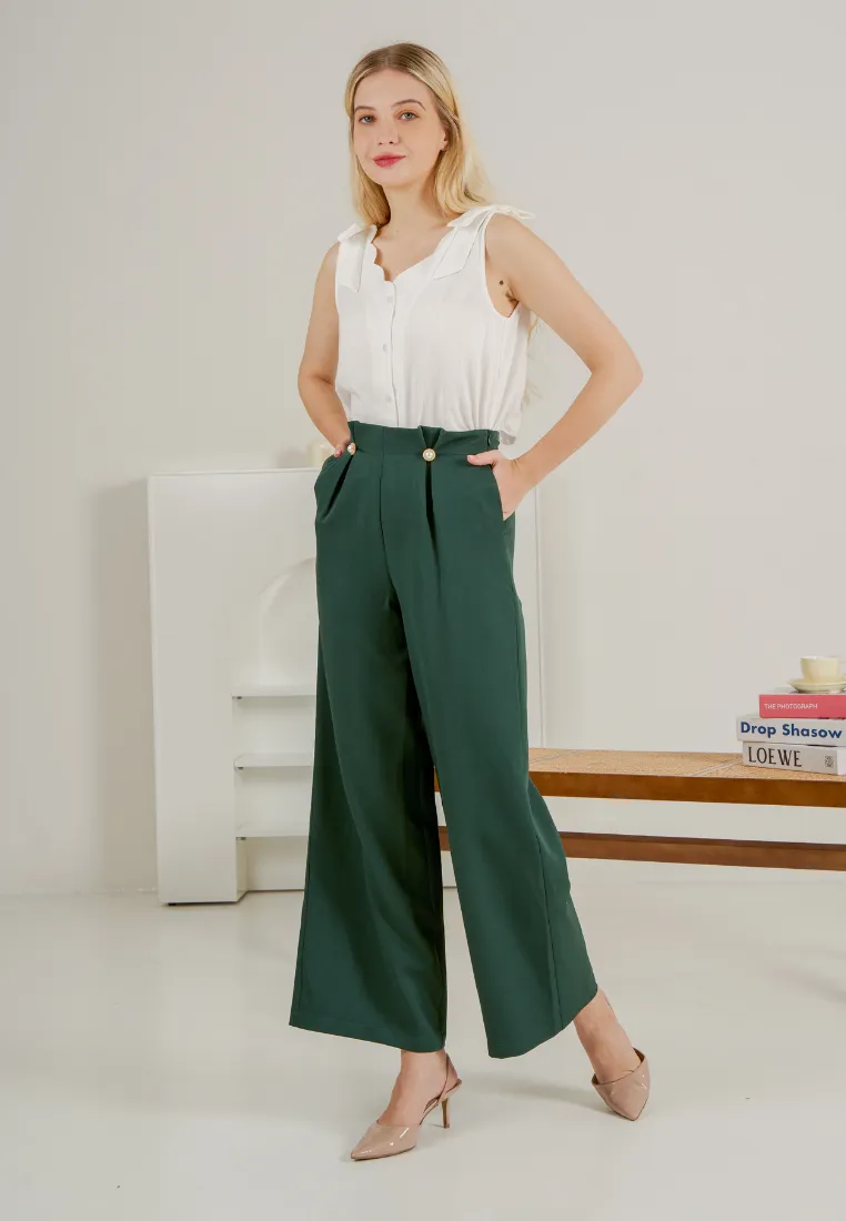 Galileo Pearl Embellished Wide Leg Pants