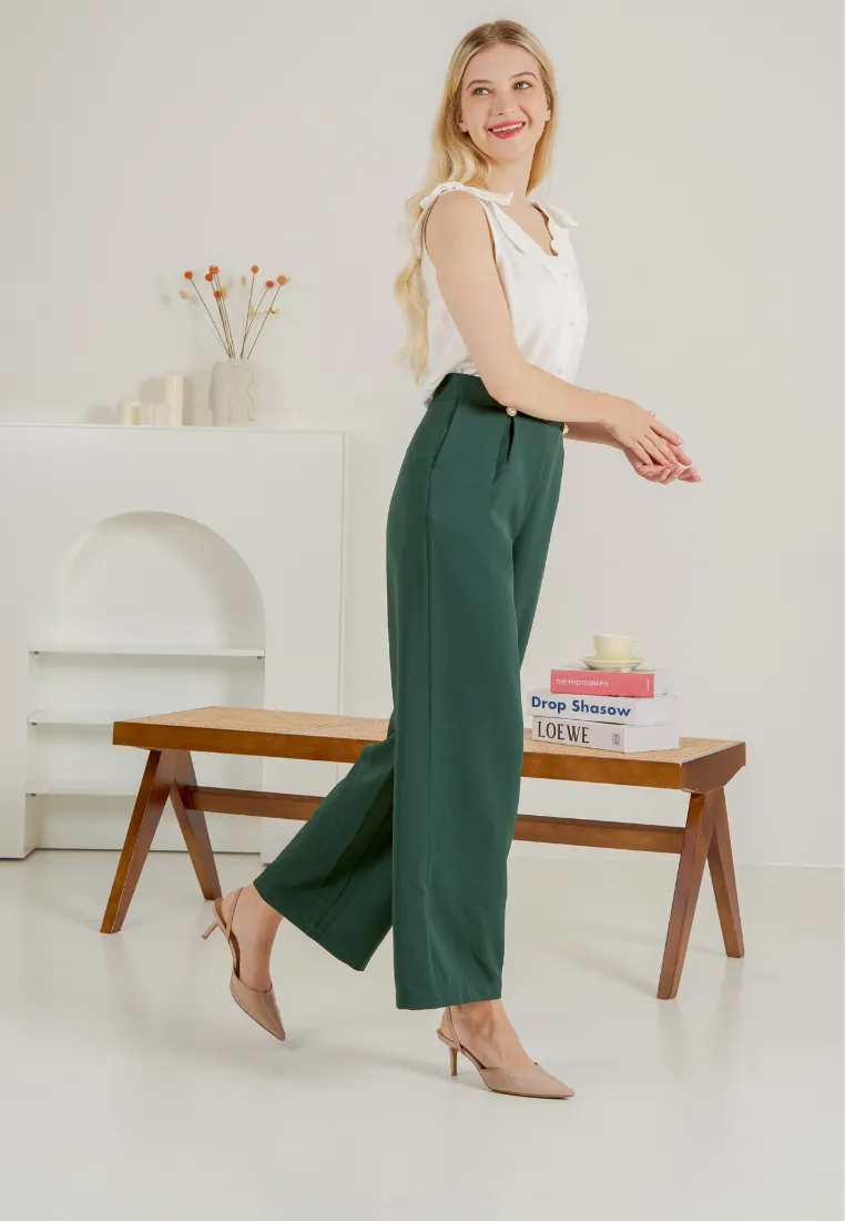 Galileo Pearl Embellished Wide Leg Pants