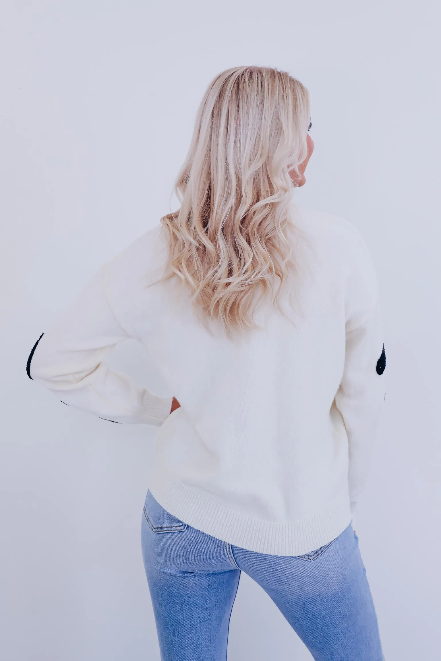 Geo Print Sequin Sweater - Ivory