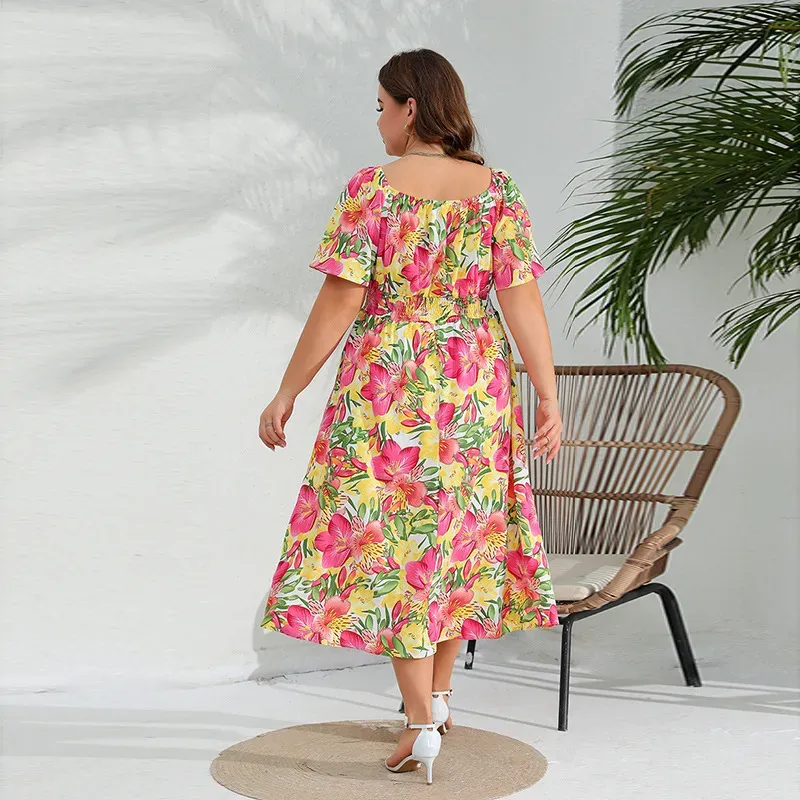 Gina Plus Floral Off-Shoulder Flowy Midi Dress