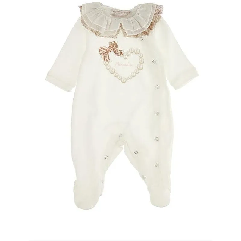 Girls Cream Leopard Print Babygrow