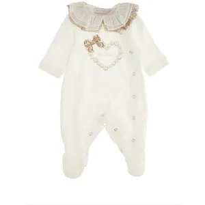 Girls Cream Leopard Print Babygrow